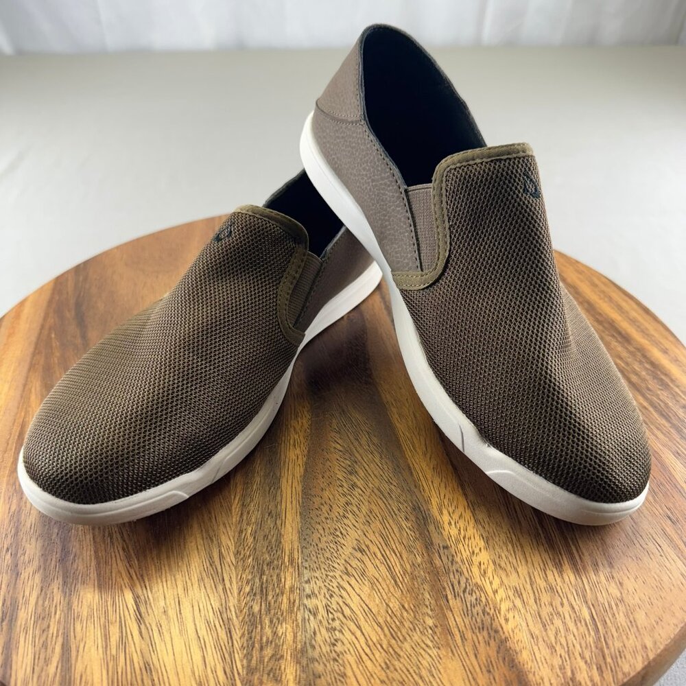 OluKai Kahu Maka Green Textile Rubber Sole Casual Loafers Light Kids Boys sz 6